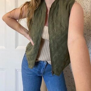 Olive Green Quilted Equestrian Vest